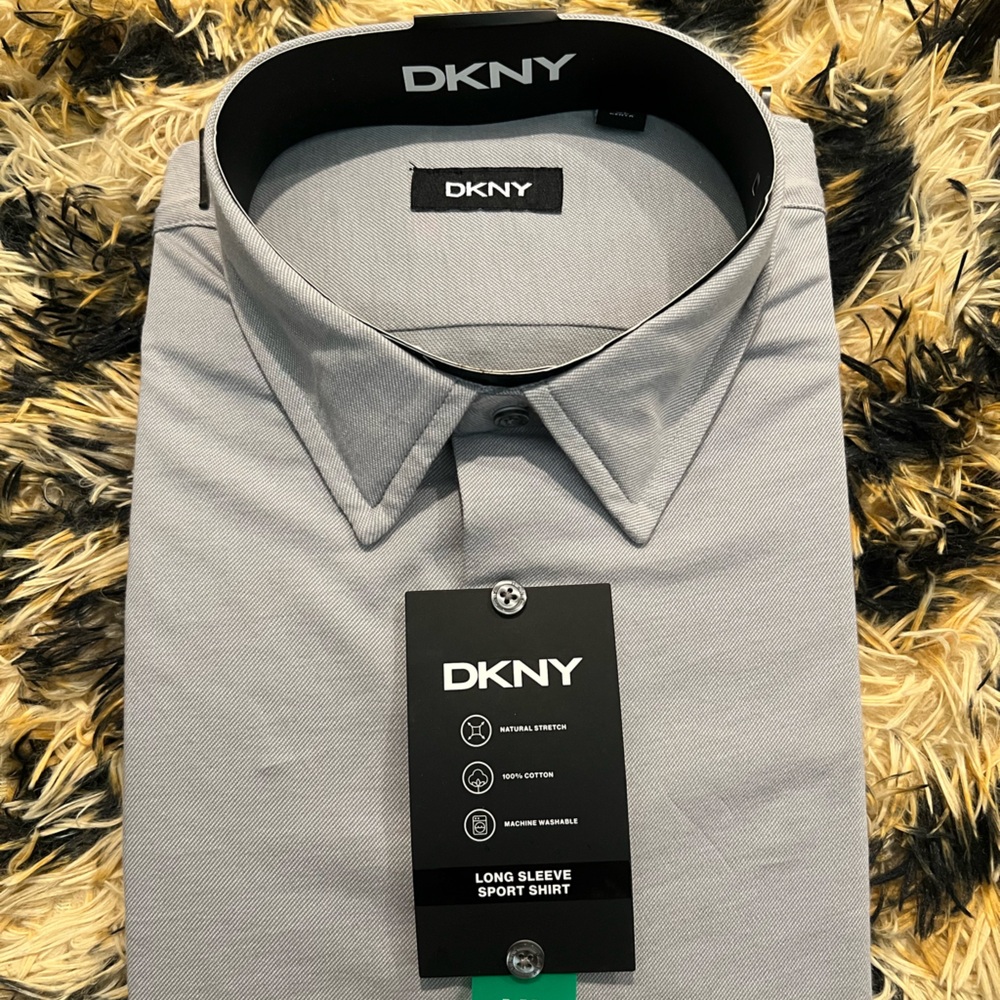 DKNY Men's Light Gray Dress Shirt